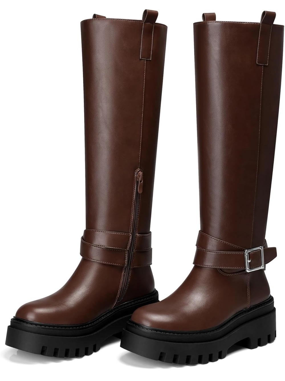 Cellenz Brown Knee-High Lug Sole Boots - Women